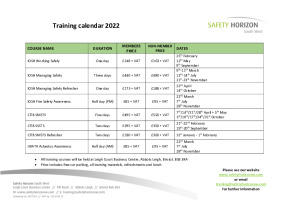 Training Calendar 2022 Brochure
